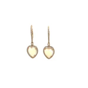 14K YELLOW GOLD 4CT ETHIOPIAN OPAL AND .50CT G VS2 ROUND DIAMOND DROP EARRING