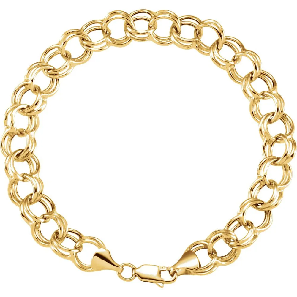 14k Yellow Gold 5.7mm Double Link Charm 8" Bracelet