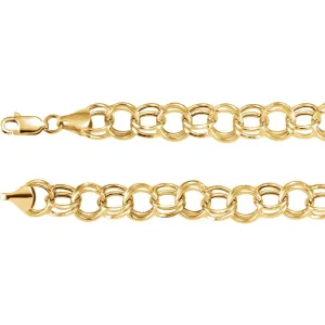14k Yellow Gold 5.7mm Double Link Charm 8" Bracelet