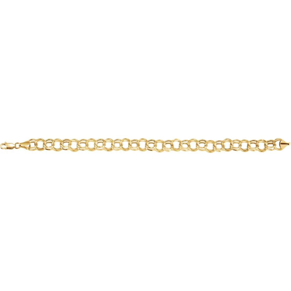 14k Yellow Gold 5.7mm Double Link Charm 8" Bracelet