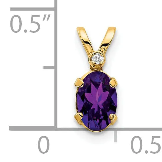14k Yellow Gold Amethyst Birthstone Pendant