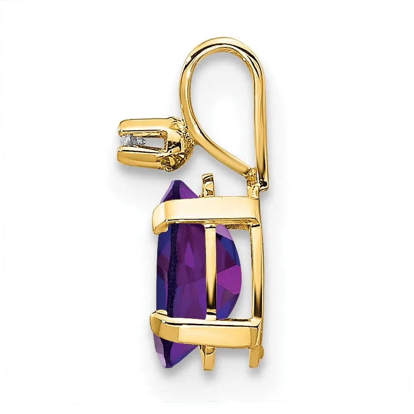 14k Yellow Gold Amethyst Birthstone Pendant