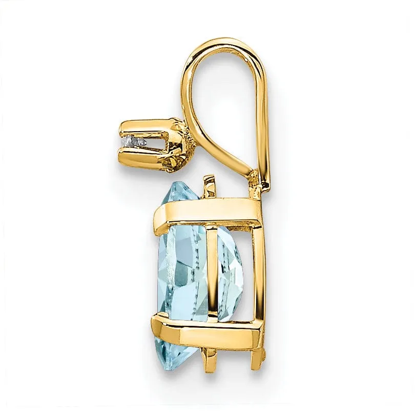 14k Yellow Gold Aquamarine Birthstone Pendant
