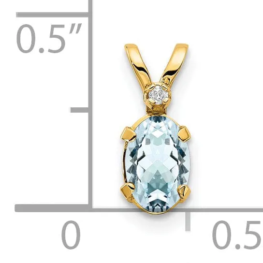 14k Yellow Gold Aquamarine Birthstone Pendant
