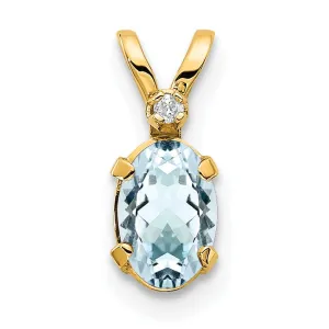 14k Yellow Gold Aquamarine Birthstone Pendant