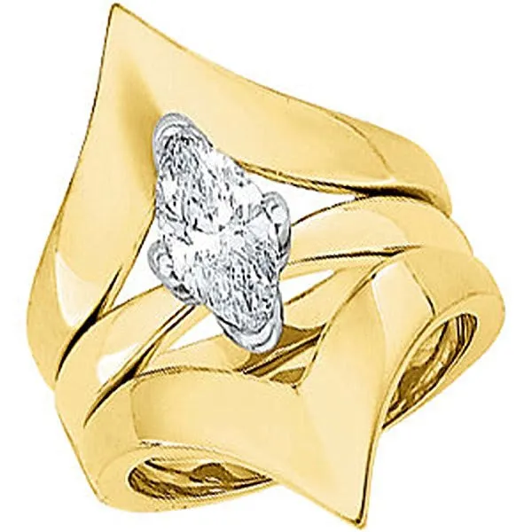 14k Yellow Gold Bridal Engagement Ring Set, Size 6