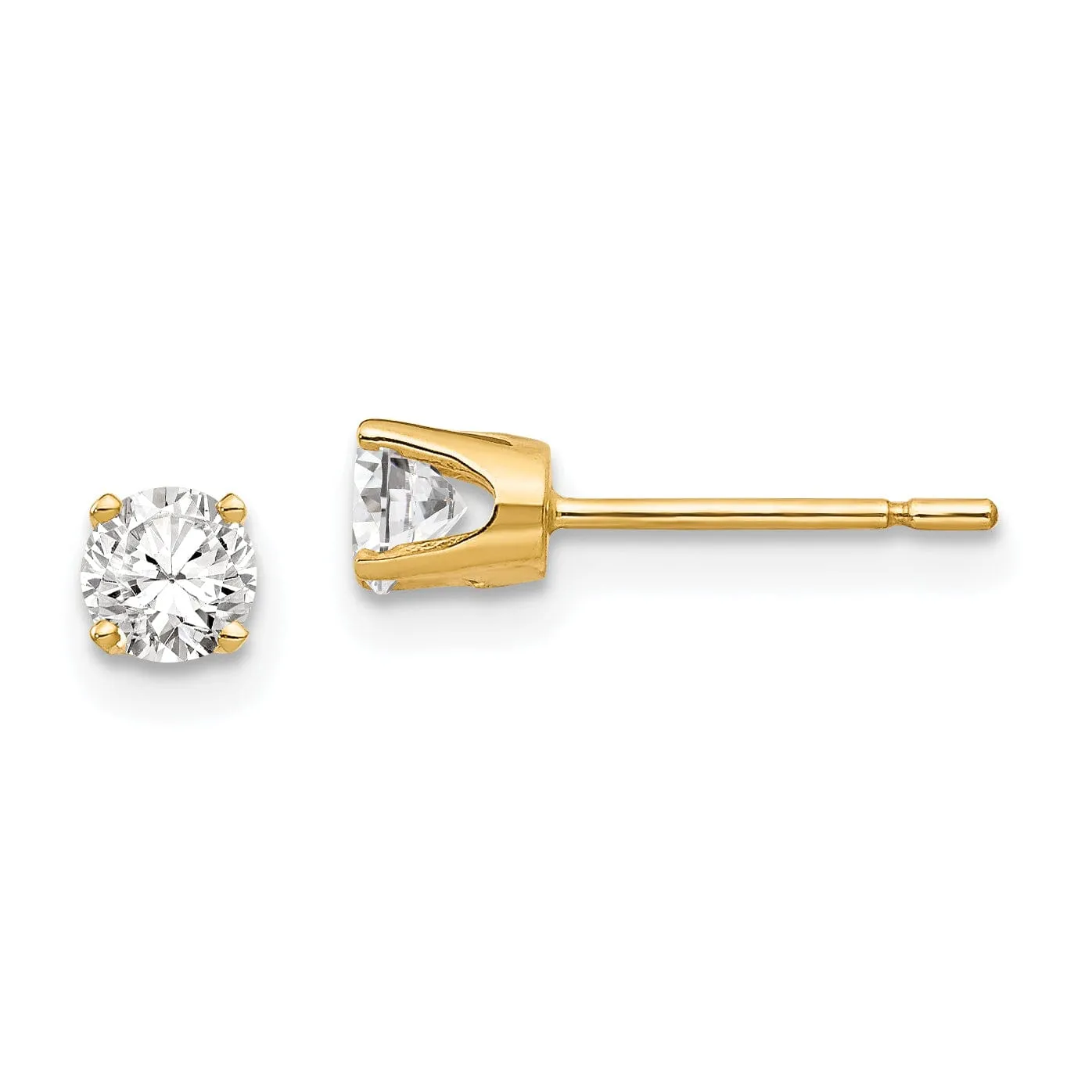 14k Yellow Gold Cubic Zirconia Stud Earrings