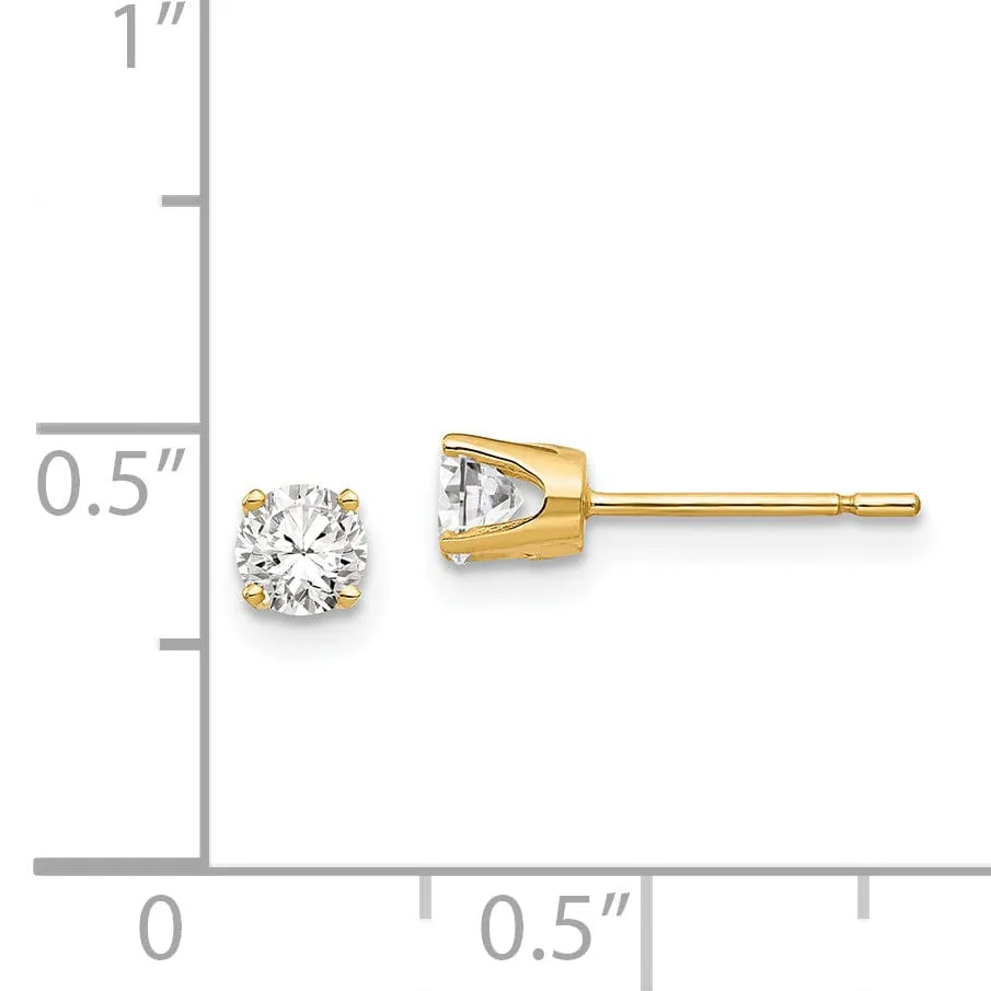 14k Yellow Gold Cubic Zirconia Stud Earrings