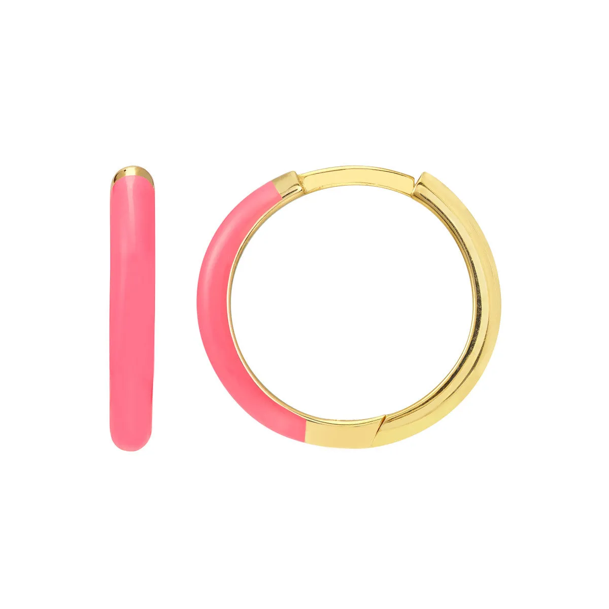 14k Yellow Gold Enamel Hoop Earrings