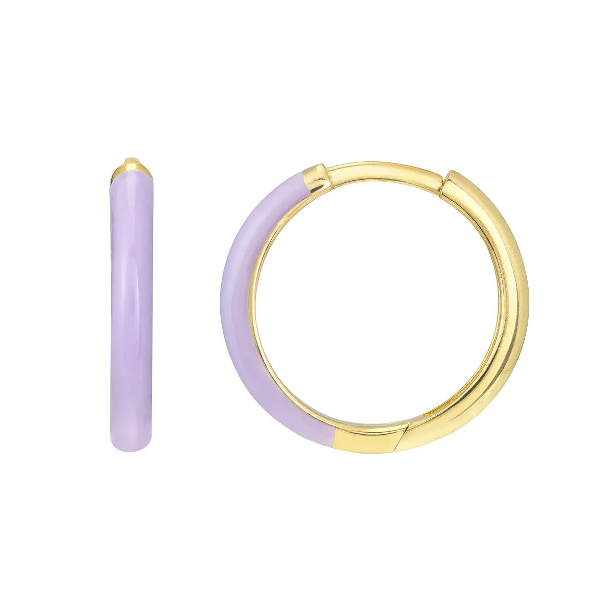 14k Yellow Gold Enamel Hoop Earrings