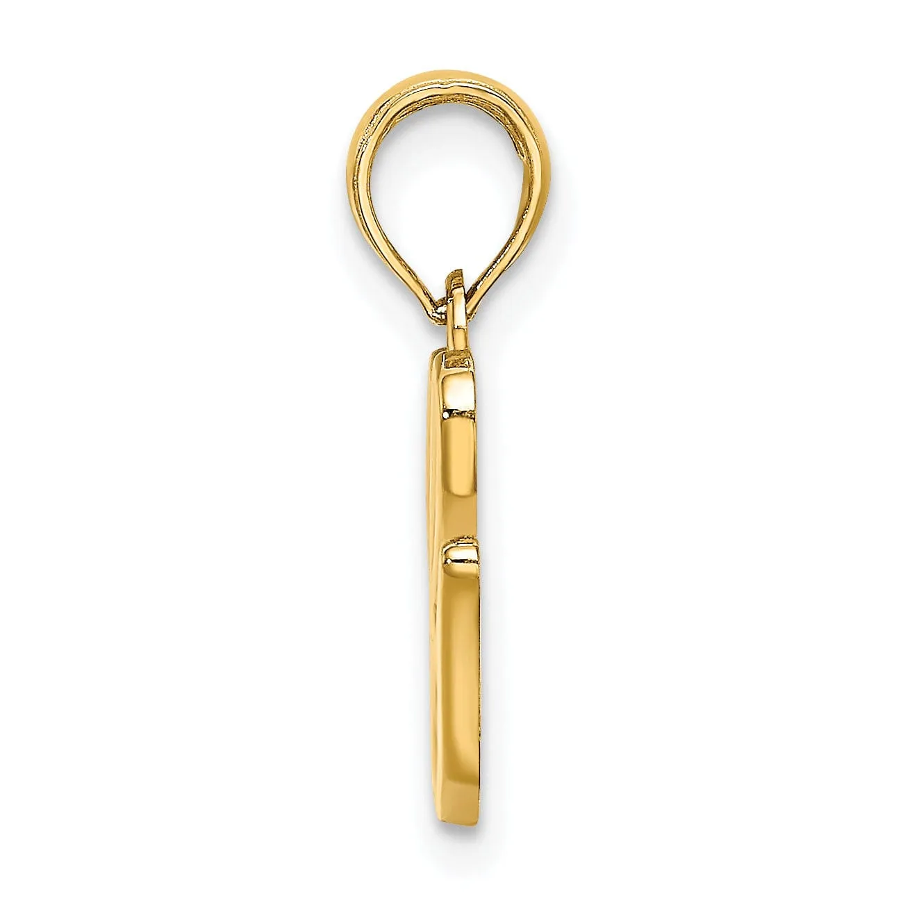 14K Yellow Gold Fancy Script Design Letter G Initial Charm Pendant