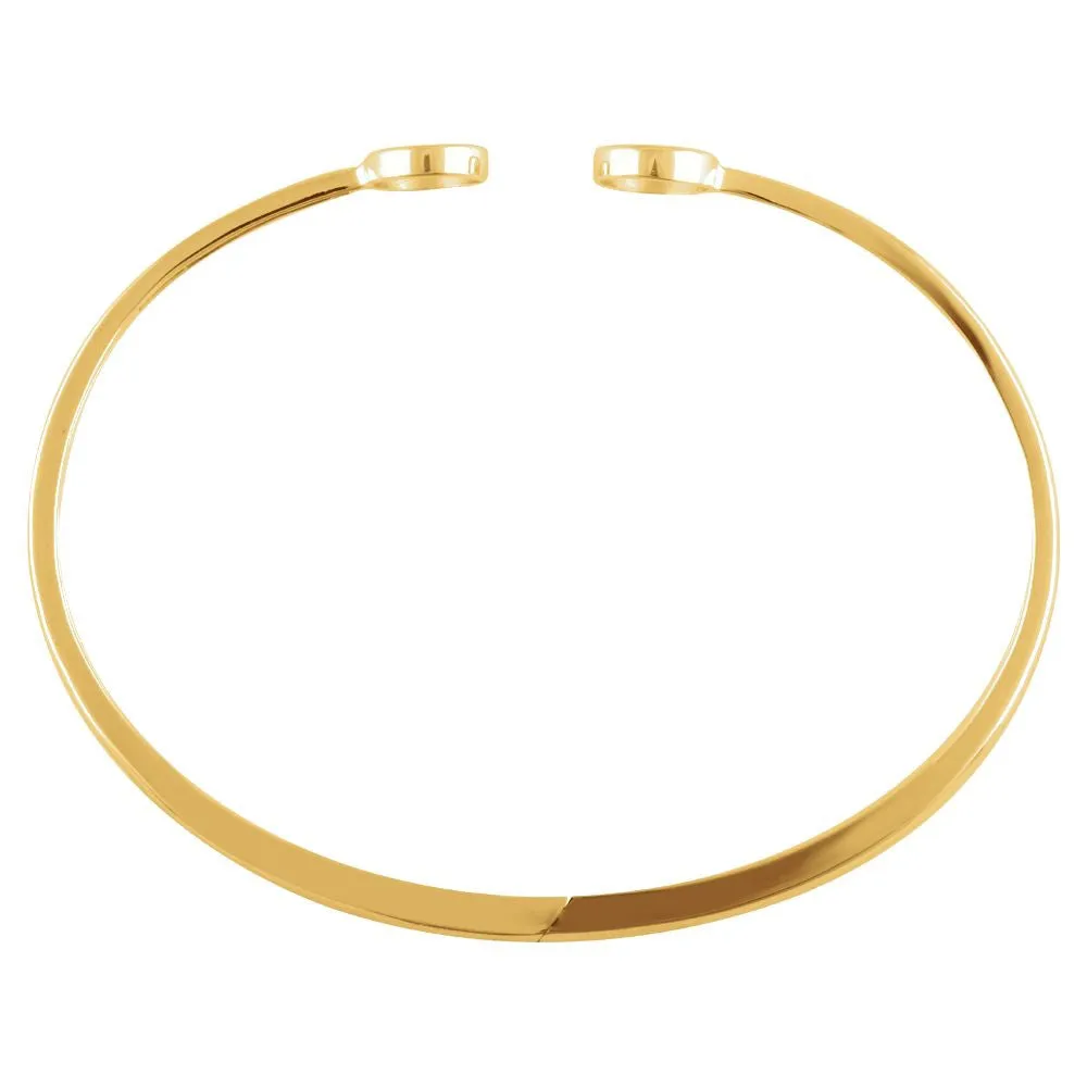14k Yellow Gold Hinged Circle Bangle 7" Bracelet