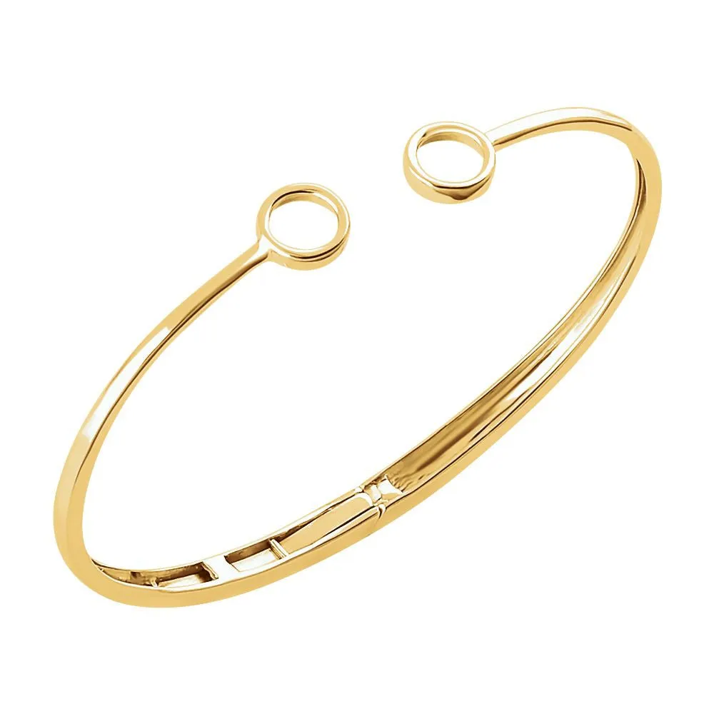 14k Yellow Gold Hinged Circle Bangle 7" Bracelet