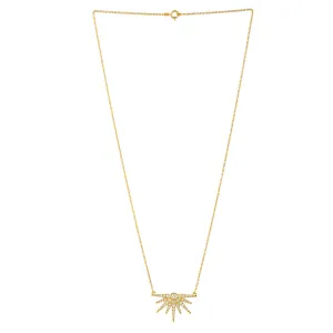 14k Yellow Gold Micro Pave Diamond Starburst Wedding Choker Necklace For Her