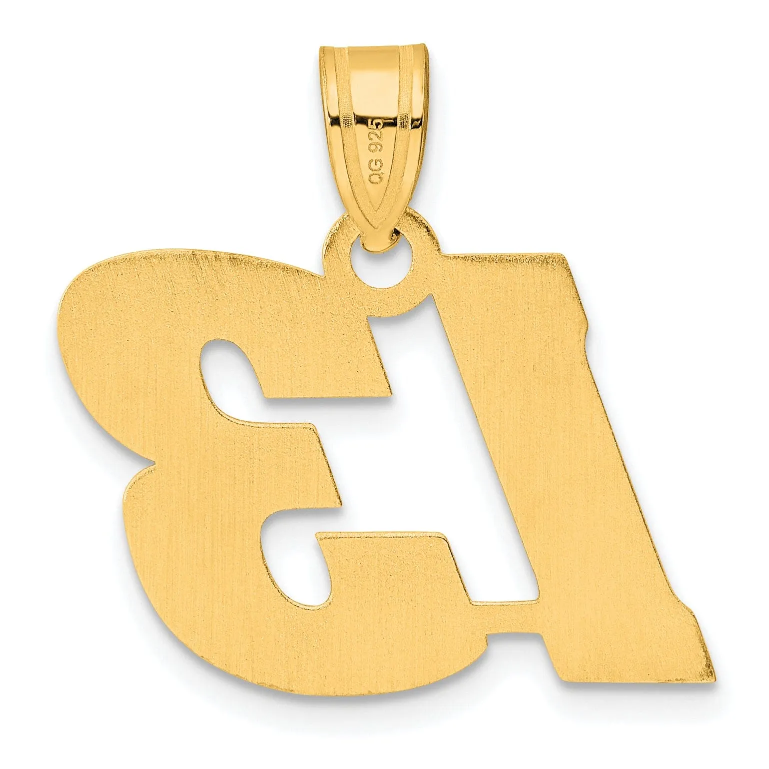 14k Yellow Gold Polished Finish Block Script Design Number 13 Charm Pendant