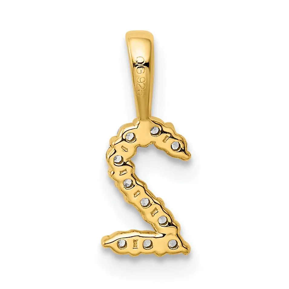 14k Yellow Gold Polished Finish with Diamonds Number 2 Pendant