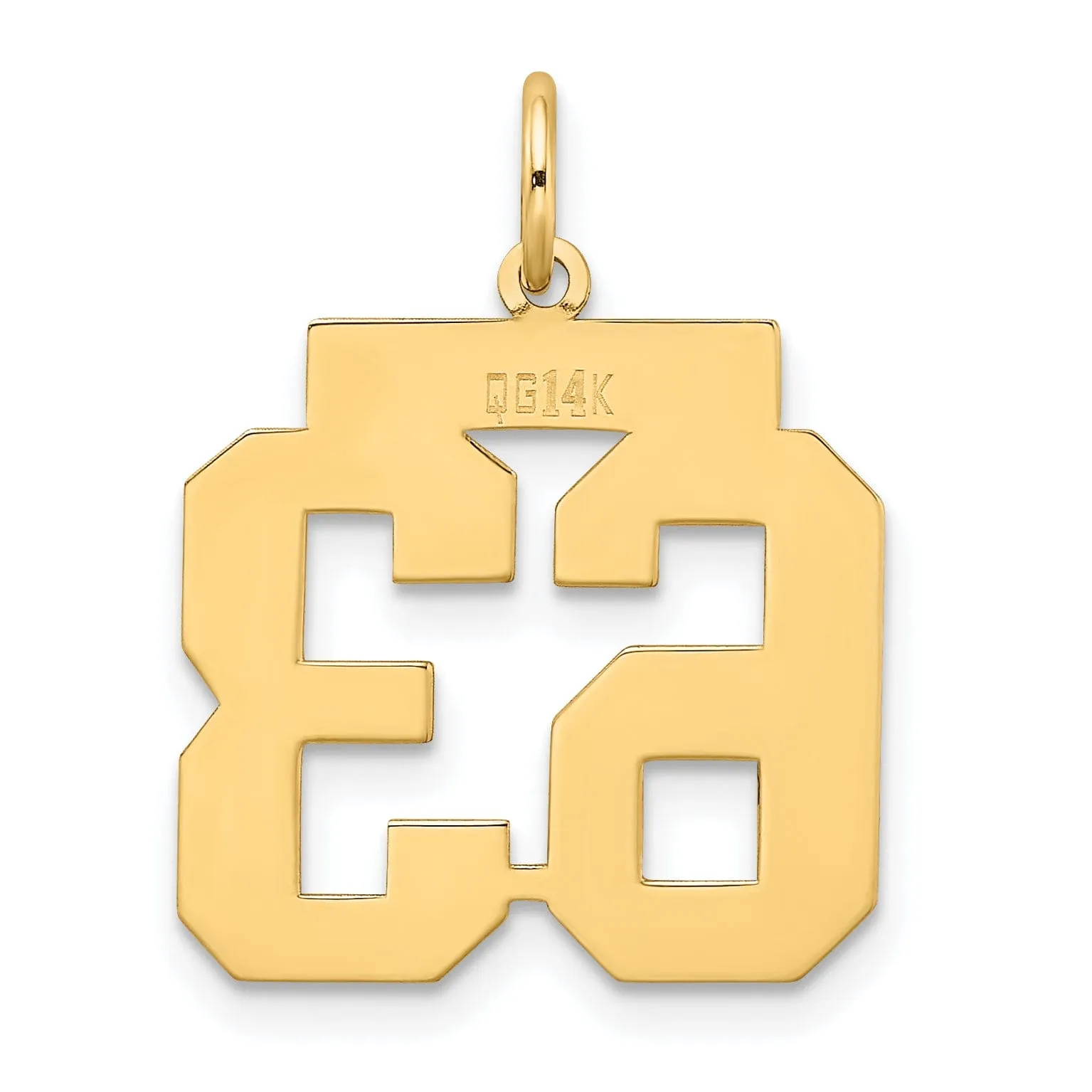 14k Yellow Gold Satin Brush Finish Medium Size Number 63 Charm Pendant