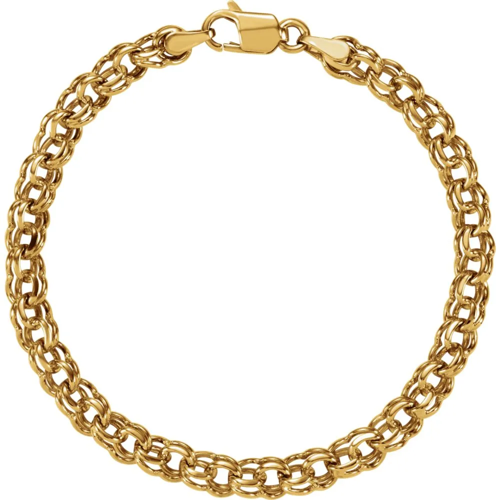 14k Yellow Gold Solid Charm 7" Bracelet