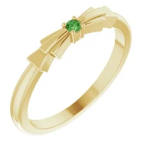 14K Yellow Natural Green Tourmaline Stackable Ring