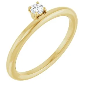 14K Yellow Natural White Sapphire Stackable Ring