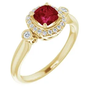 14K Yellow Ruby & 1/6 CTW Diamond Ring