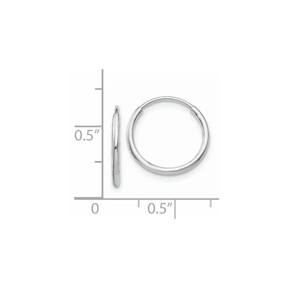 14KT White Gold 14X1.2MM Endless Hoop Earrings
