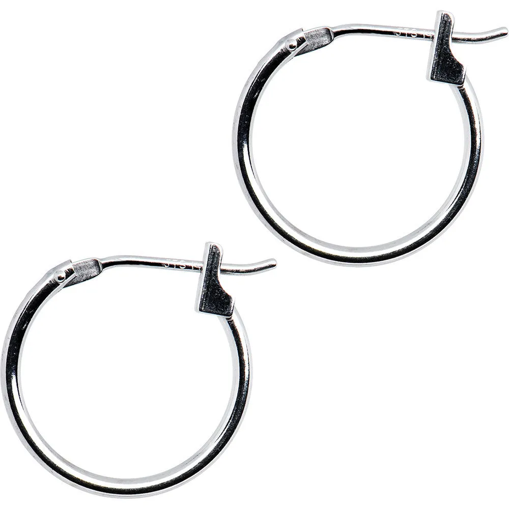 14KT White Gold 1.5mm 9/16 Inch Hoop Earrings