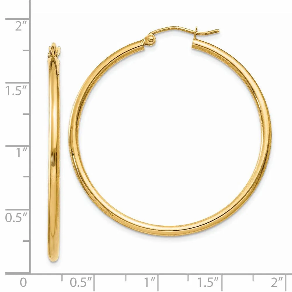 14KT Yellow Gold 40X2MM Hoop Earrings