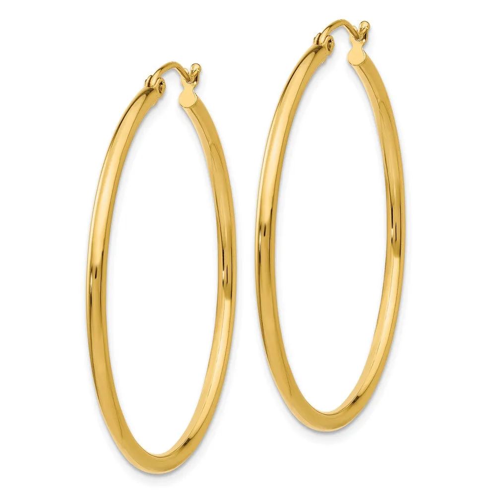 14KT Yellow Gold 40X2MM Hoop Earrings