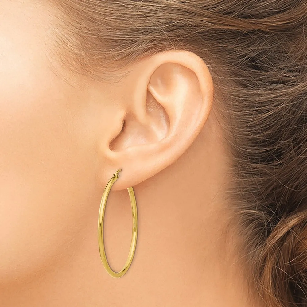 14KT Yellow Gold 40X2MM Hoop Earrings