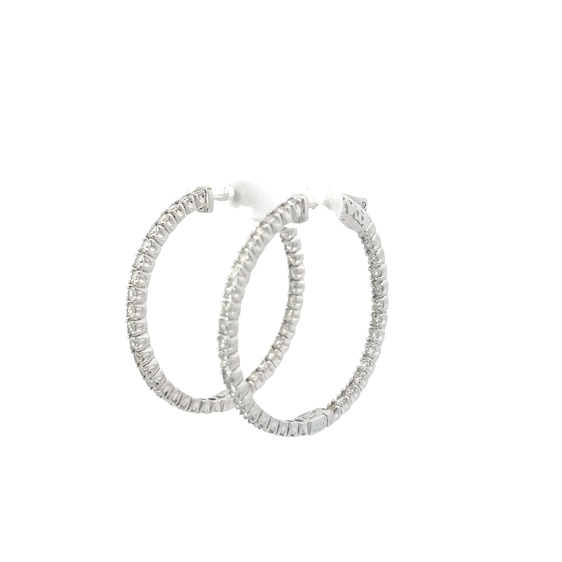 14KW 1.50CT HVS2 1 1/2 INCHES IN/OUT DIAMOND HOOPS