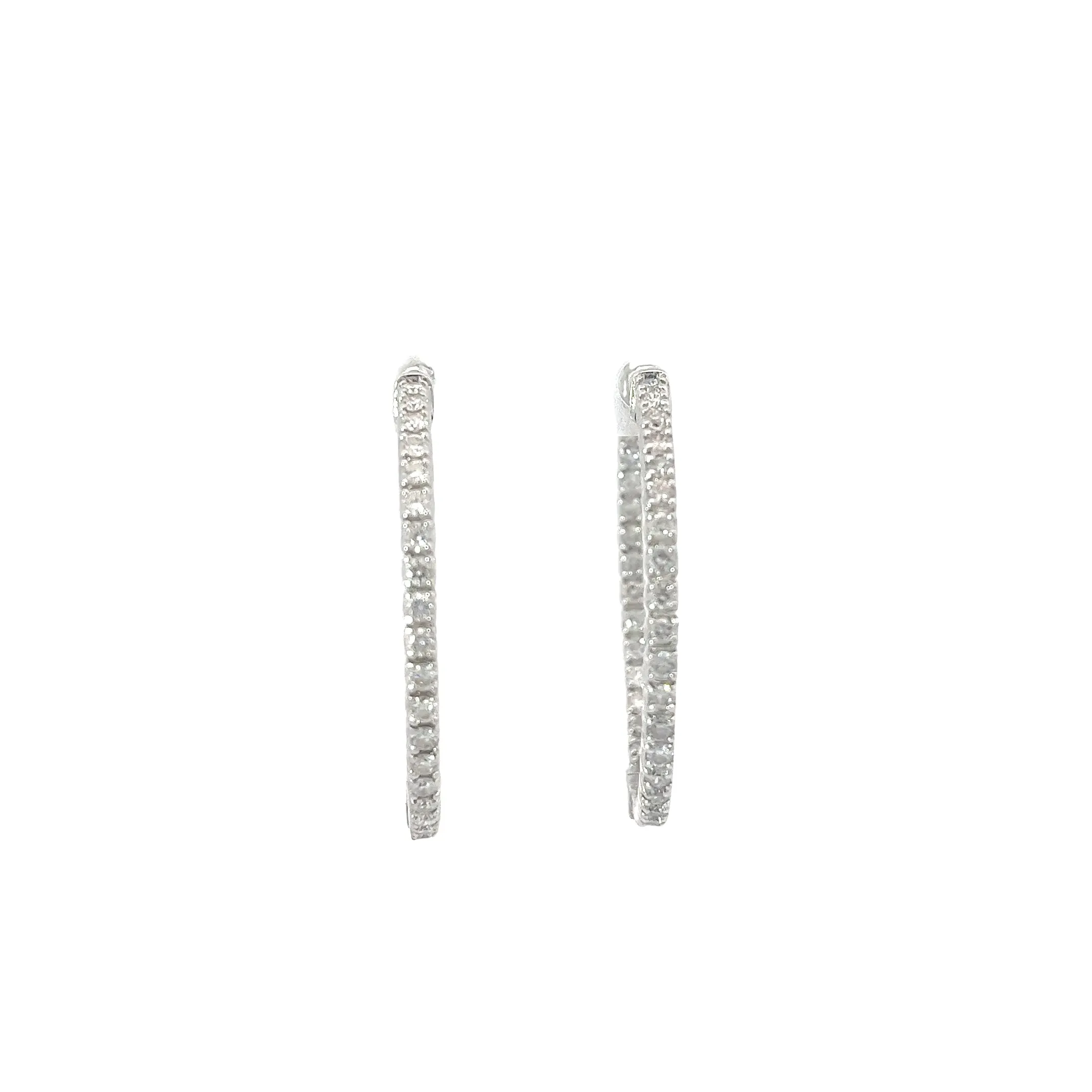14KW 1.50CT HVS2 1 1/2 INCHES IN/OUT DIAMOND HOOPS