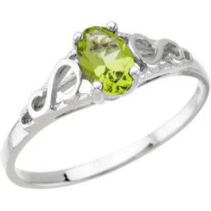 14KW August Imitation Birthstone Ring