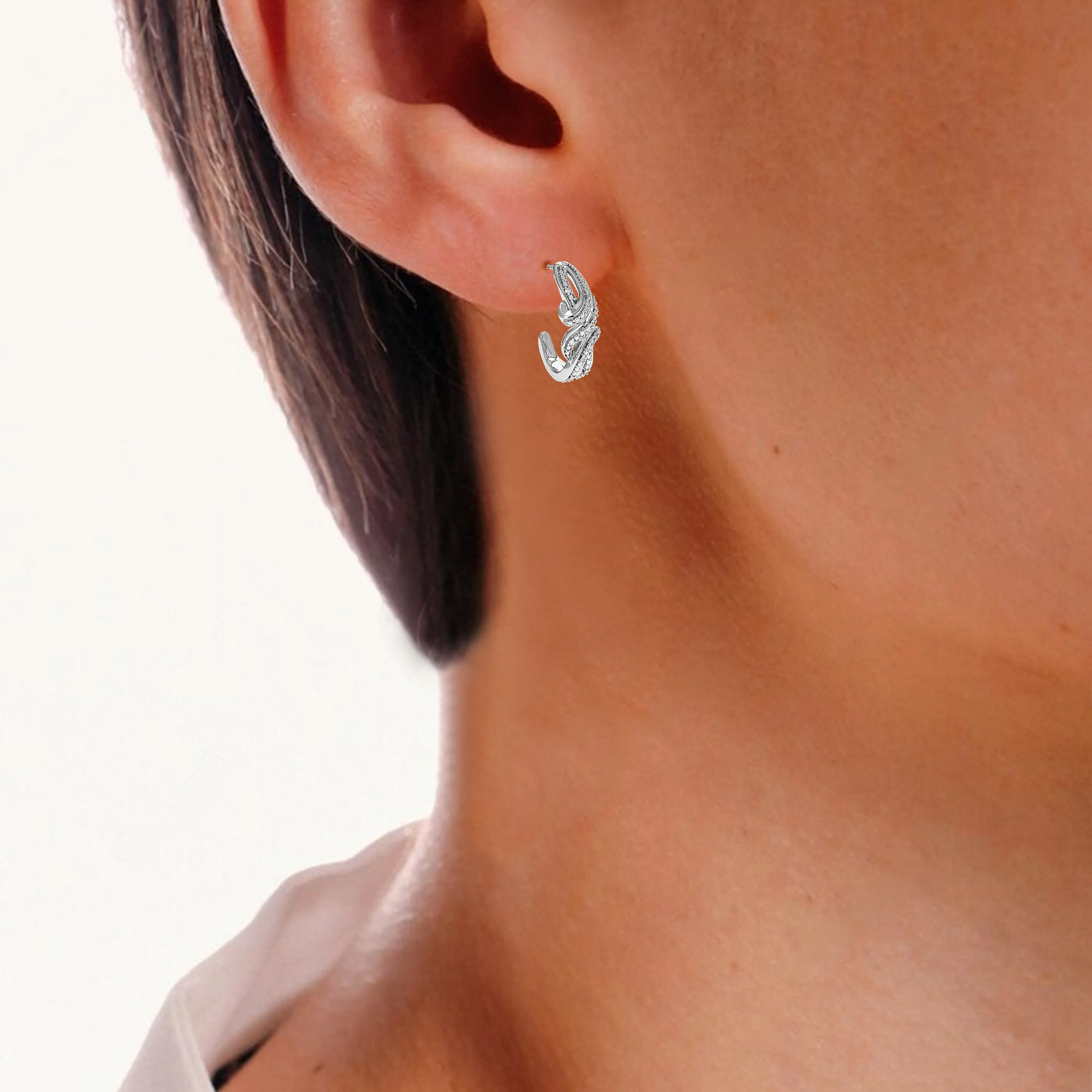 1/5 cttw Lab Diamond Contemporary Dangle Earrings in Silver