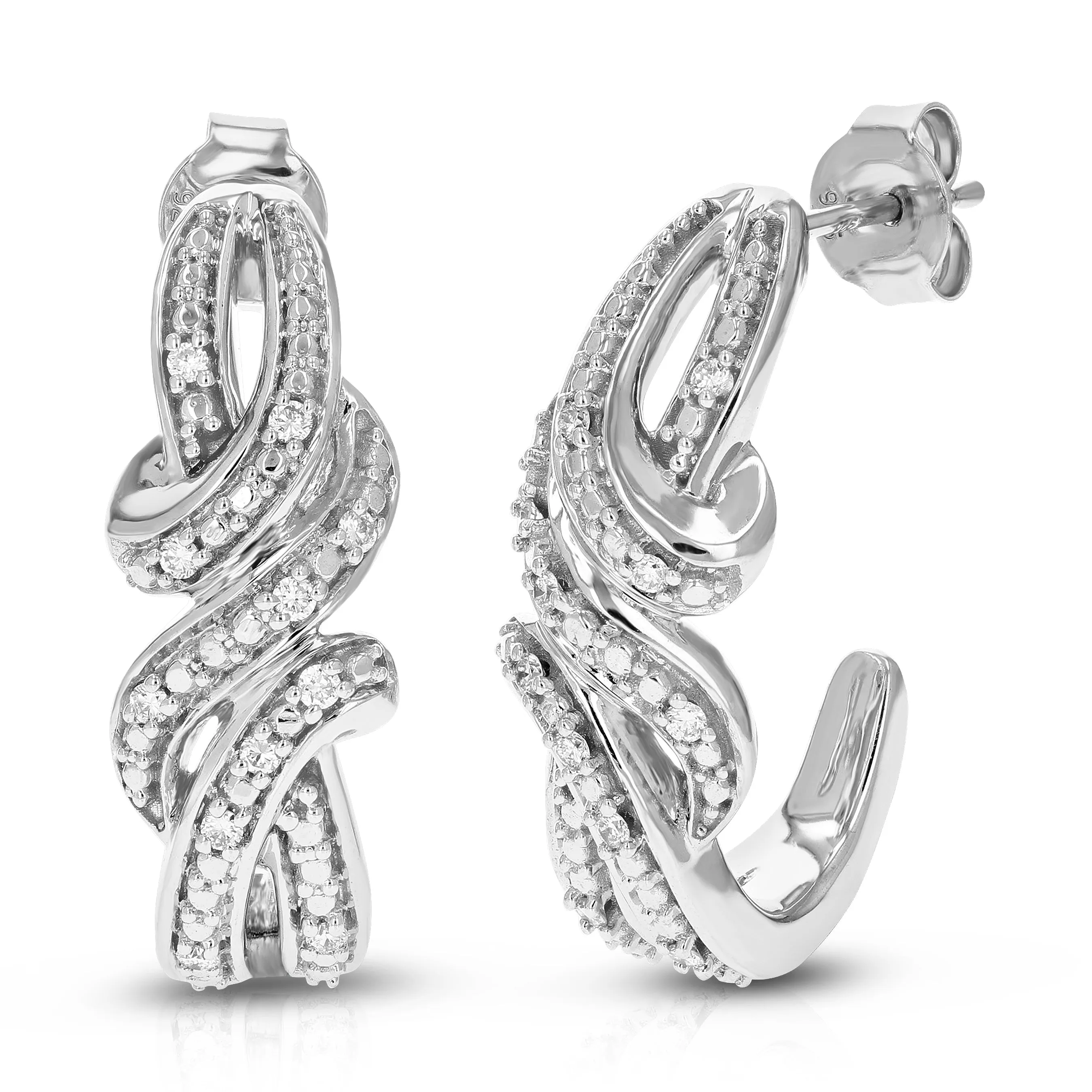 1/5 cttw Lab Diamond Contemporary Dangle Earrings in Silver