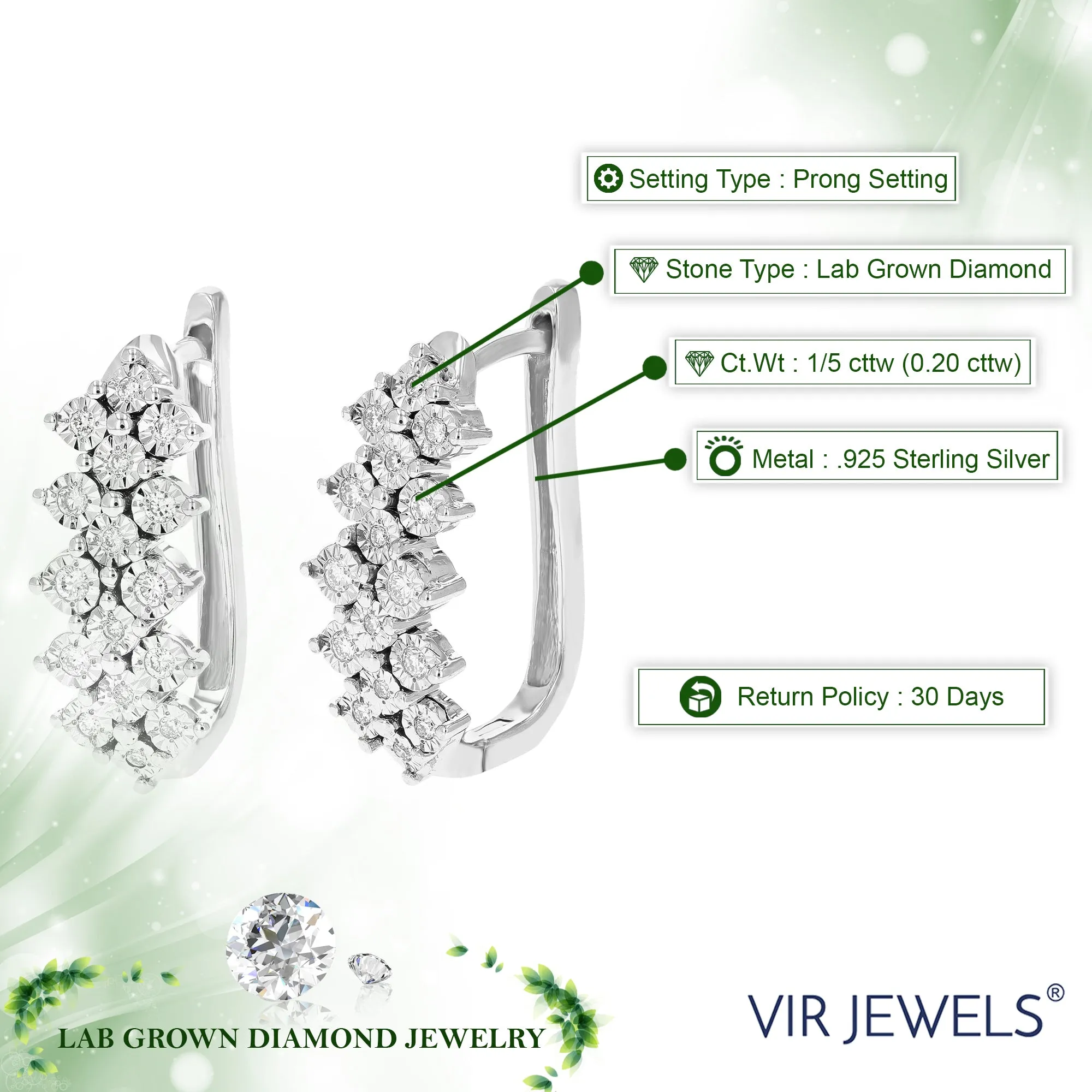 1/5 cttw Lab Grown Diamond Fish Braid Hoop Earrings in Silver