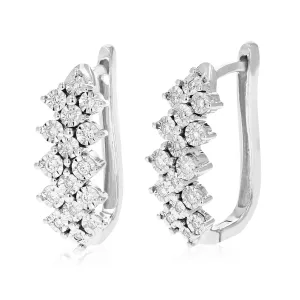 1/5 cttw Lab Grown Diamond Fish Braid Hoop Earrings in Silver