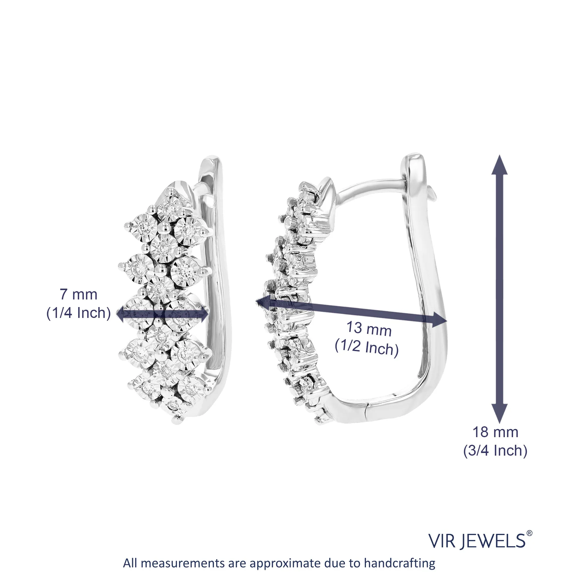 1/5 cttw Lab Grown Diamond Fish Braid Hoop Earrings in Silver