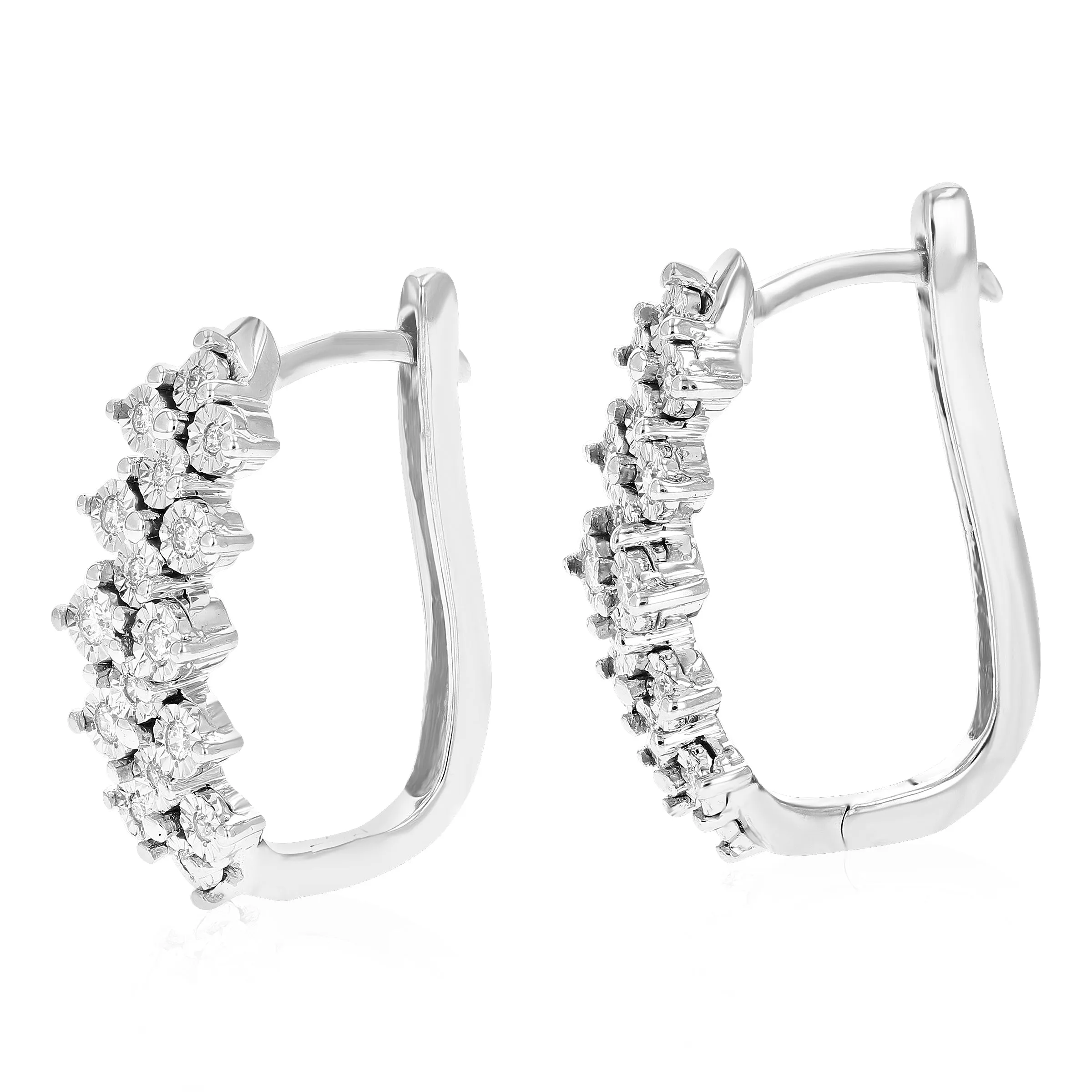 1/5 cttw Lab Grown Diamond Fish Braid Hoop Earrings in Silver