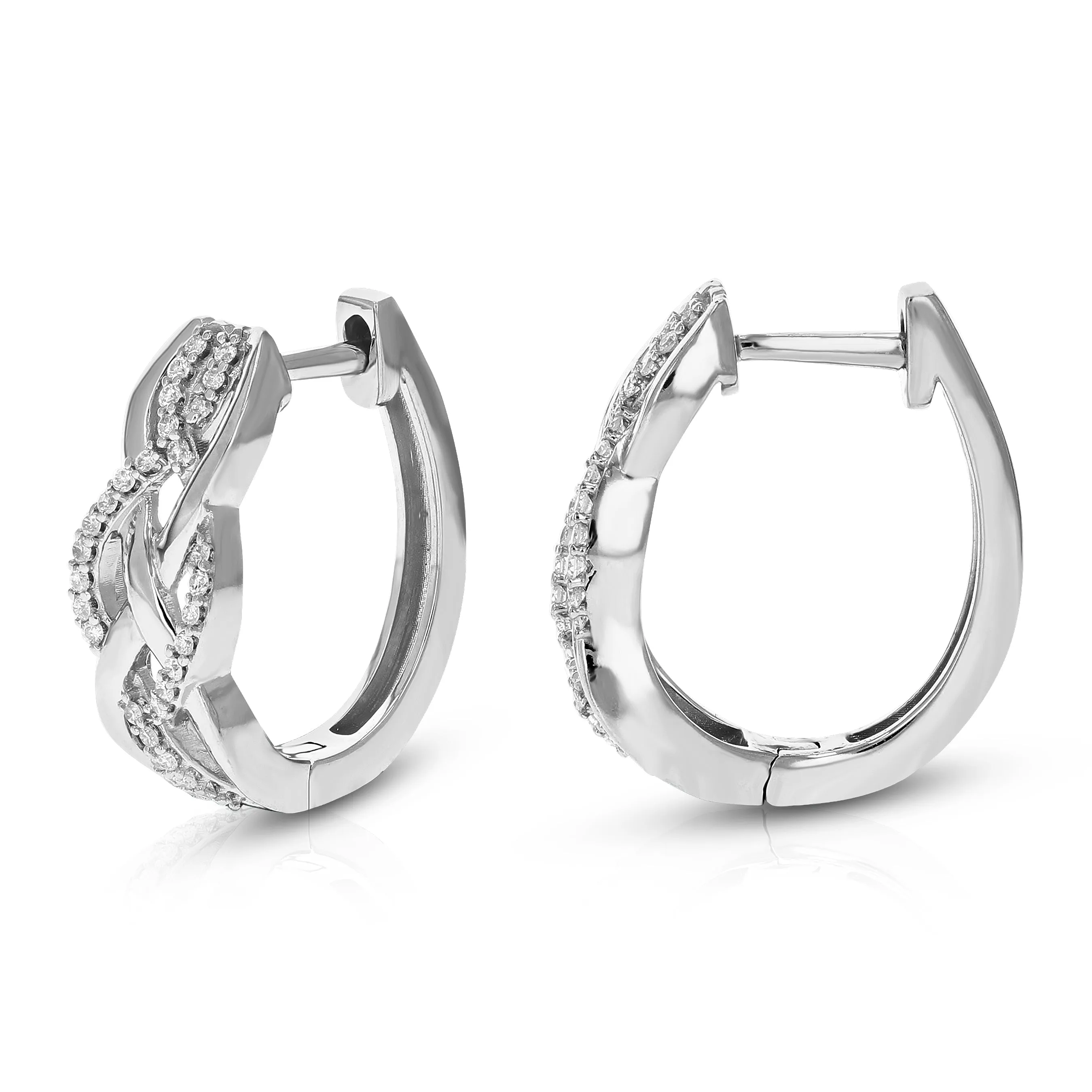 1/5 cttw Lab Grown Diamond Twisted Hoop Earrings in Sterling Silver