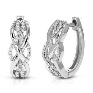 1/5 cttw Lab Grown Diamond Twisted Hoop Earrings in Sterling Silver