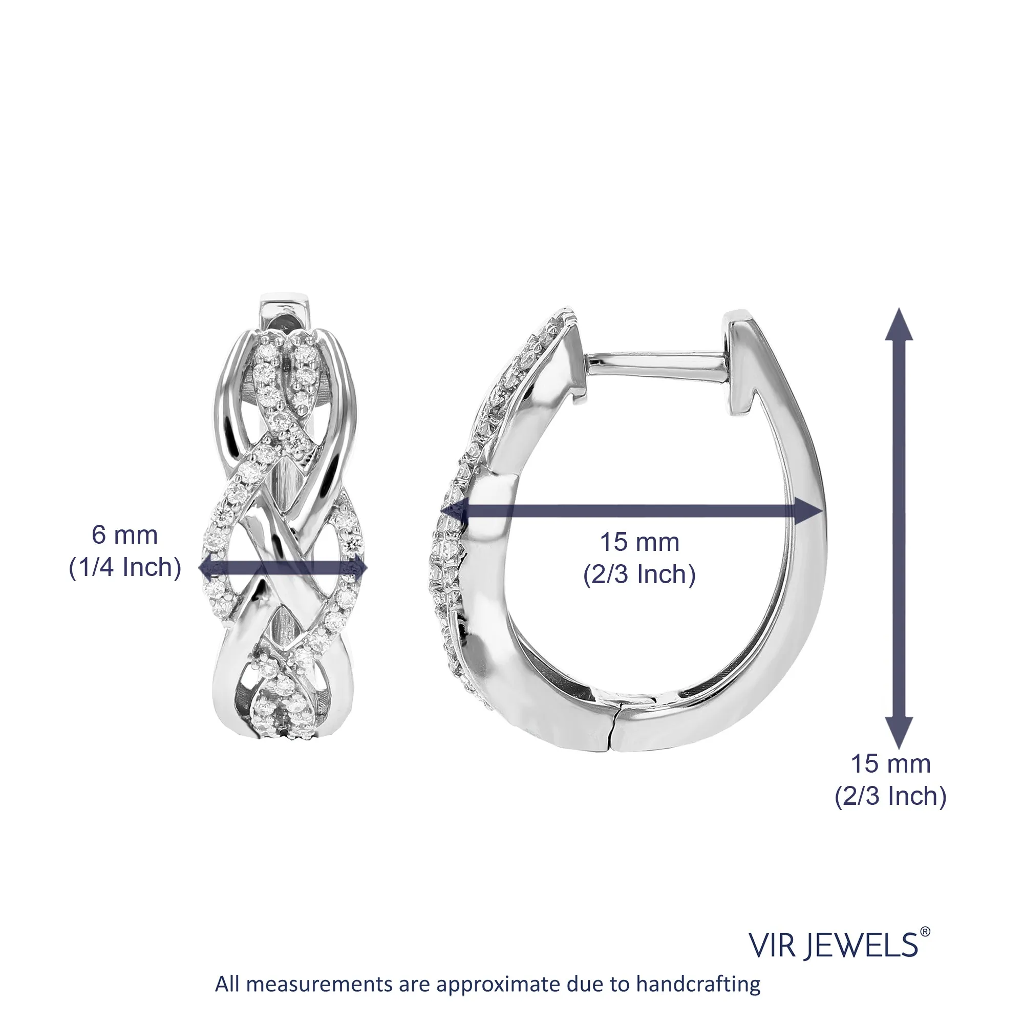 1/5 cttw Lab Grown Diamond Twisted Hoop Earrings in Sterling Silver