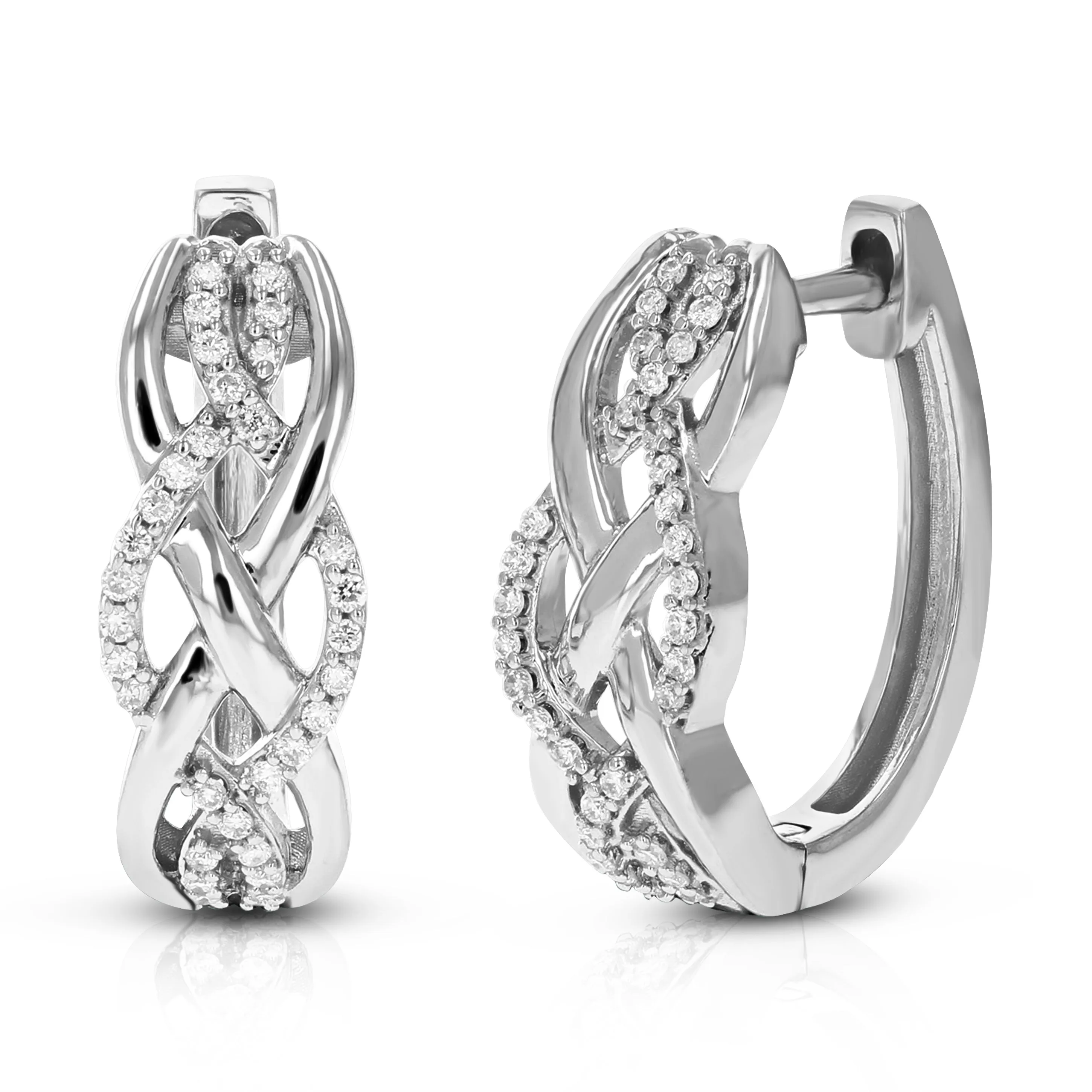 1/5 cttw Lab Grown Diamond Twisted Hoop Earrings in Sterling Silver