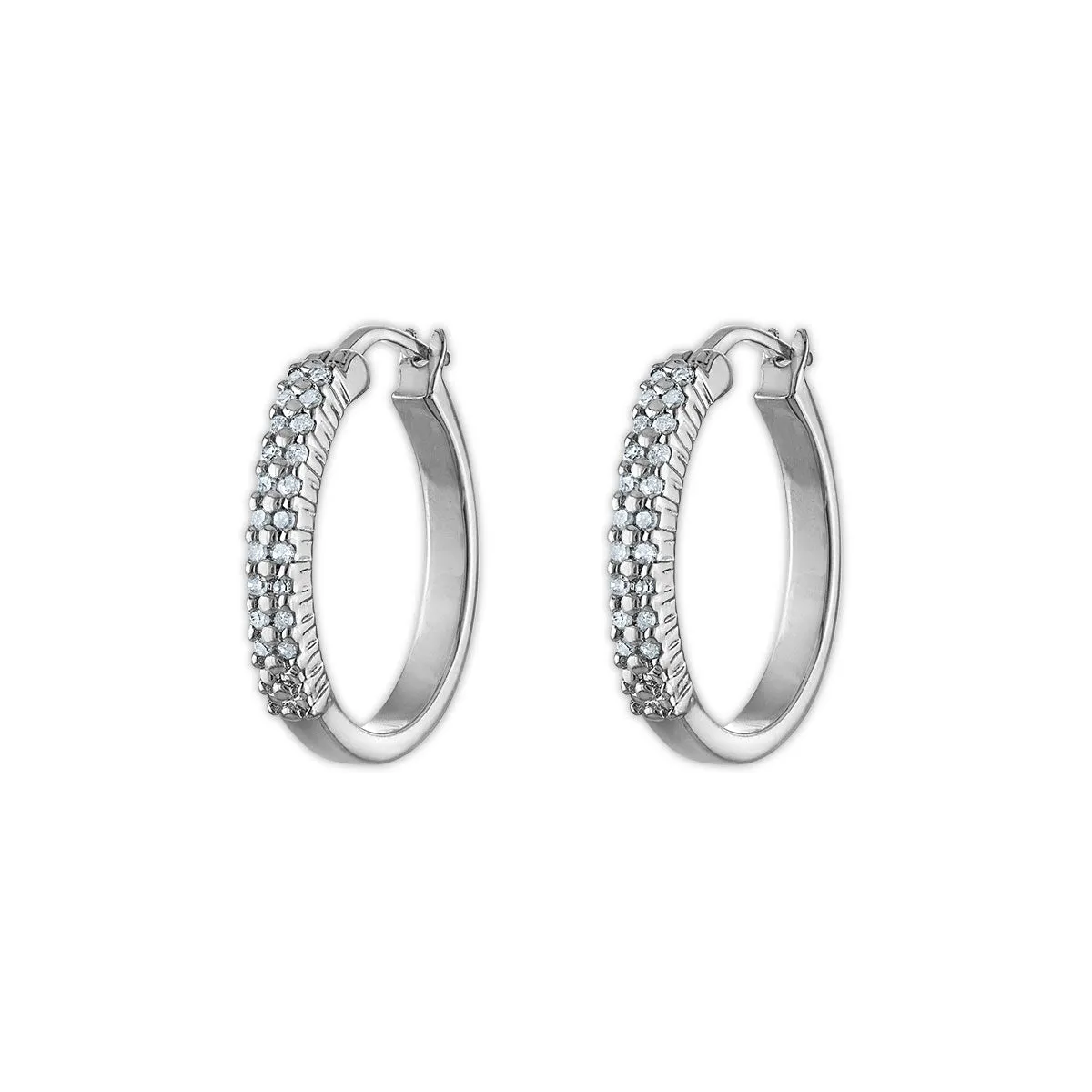 1/5 CTW Natural Diamond Hoop Earrings in Sterling Silver
