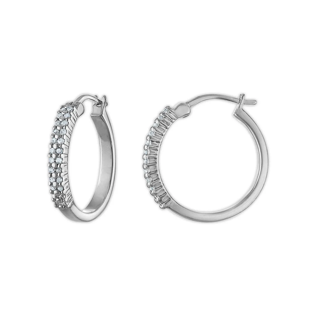 1/5 CTW Natural Diamond Hoop Earrings in Sterling Silver