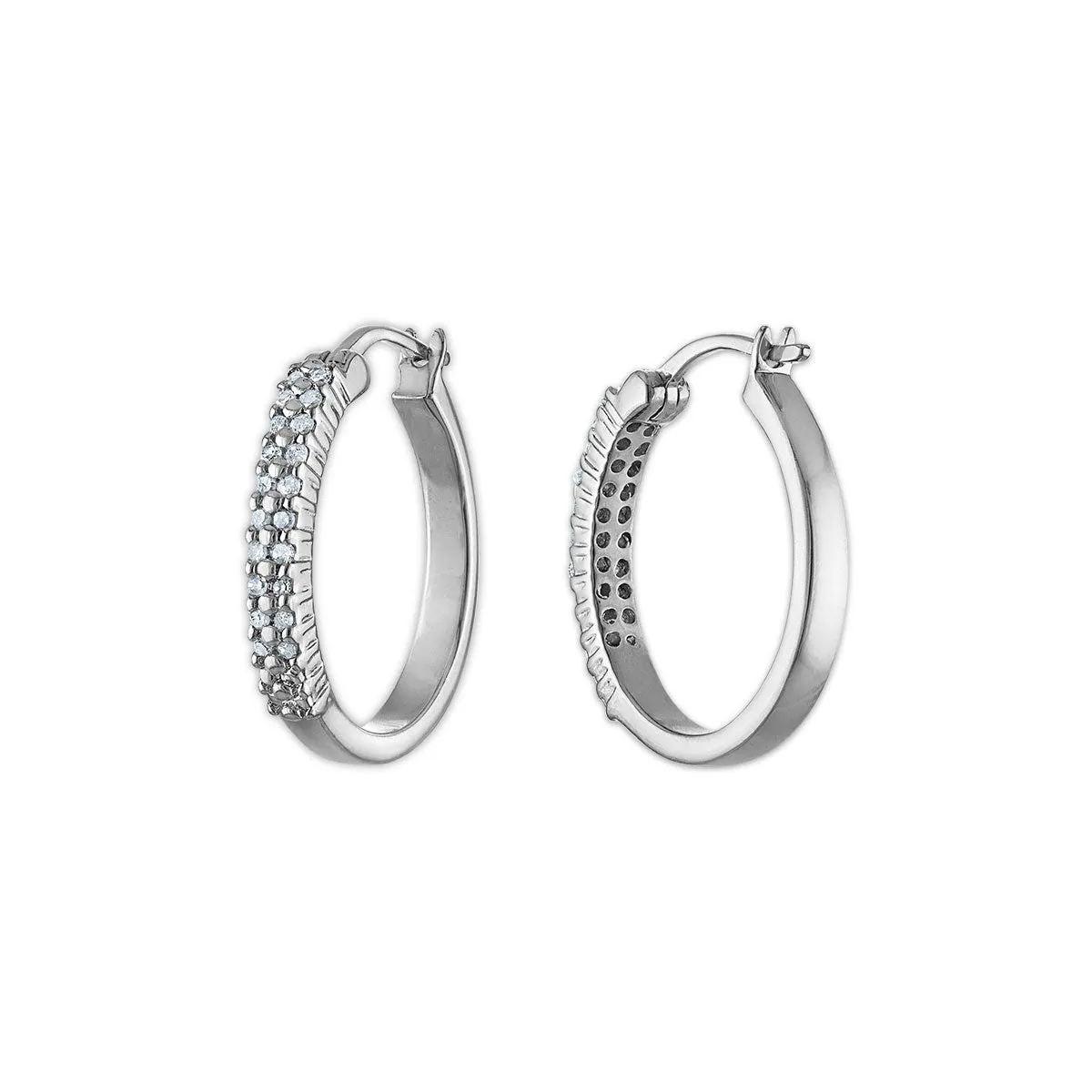1/5 CTW Natural Diamond Hoop Earrings in Sterling Silver