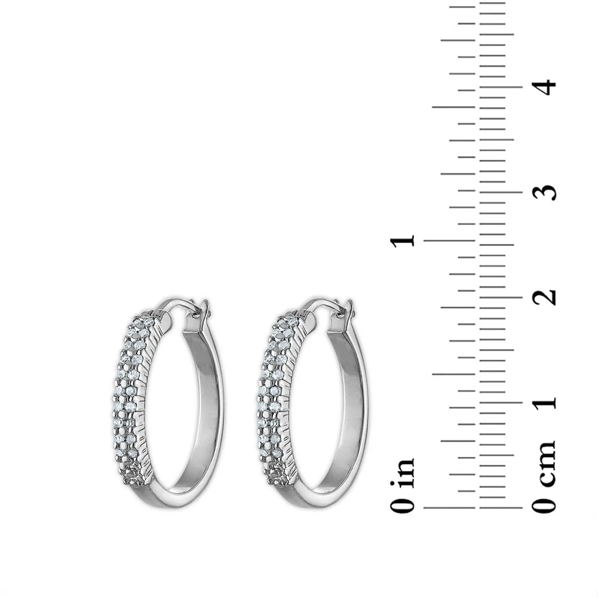 1/5 CTW Natural Diamond Hoop Earrings in Sterling Silver