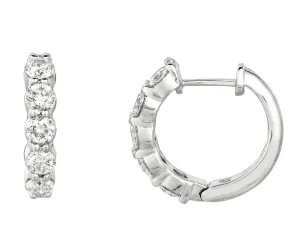 1.50 Carat Natural Diamond Hoop Earrings G SI 14K White Gold