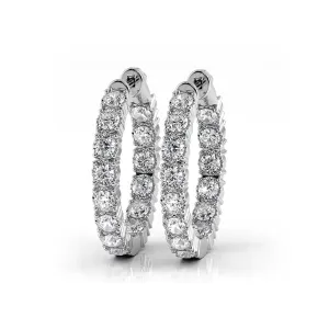 1.50 ctw. Round Diamond Hoop Earrings Crown Style Setting