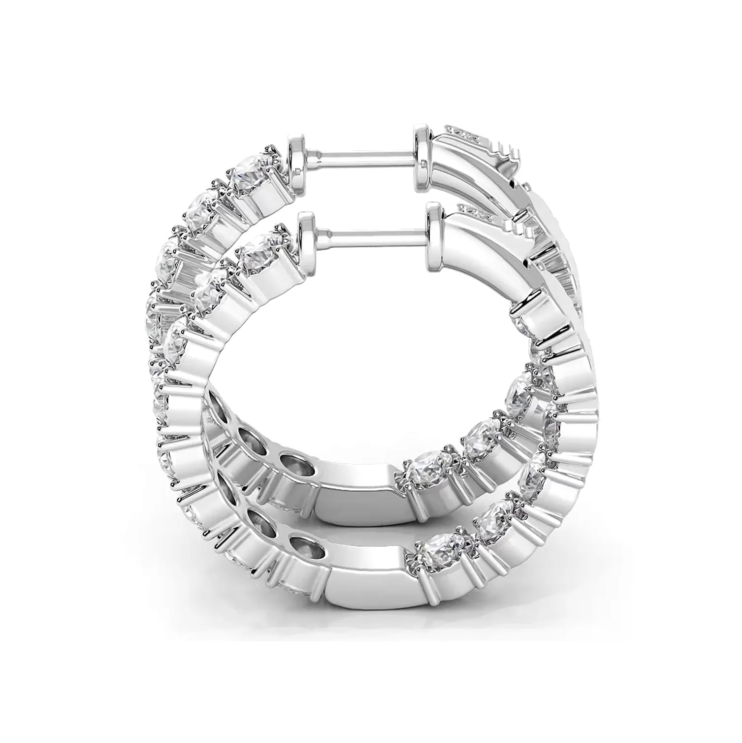 1.50 ctw. Round Diamond Hoop Earrings Crown Style Setting